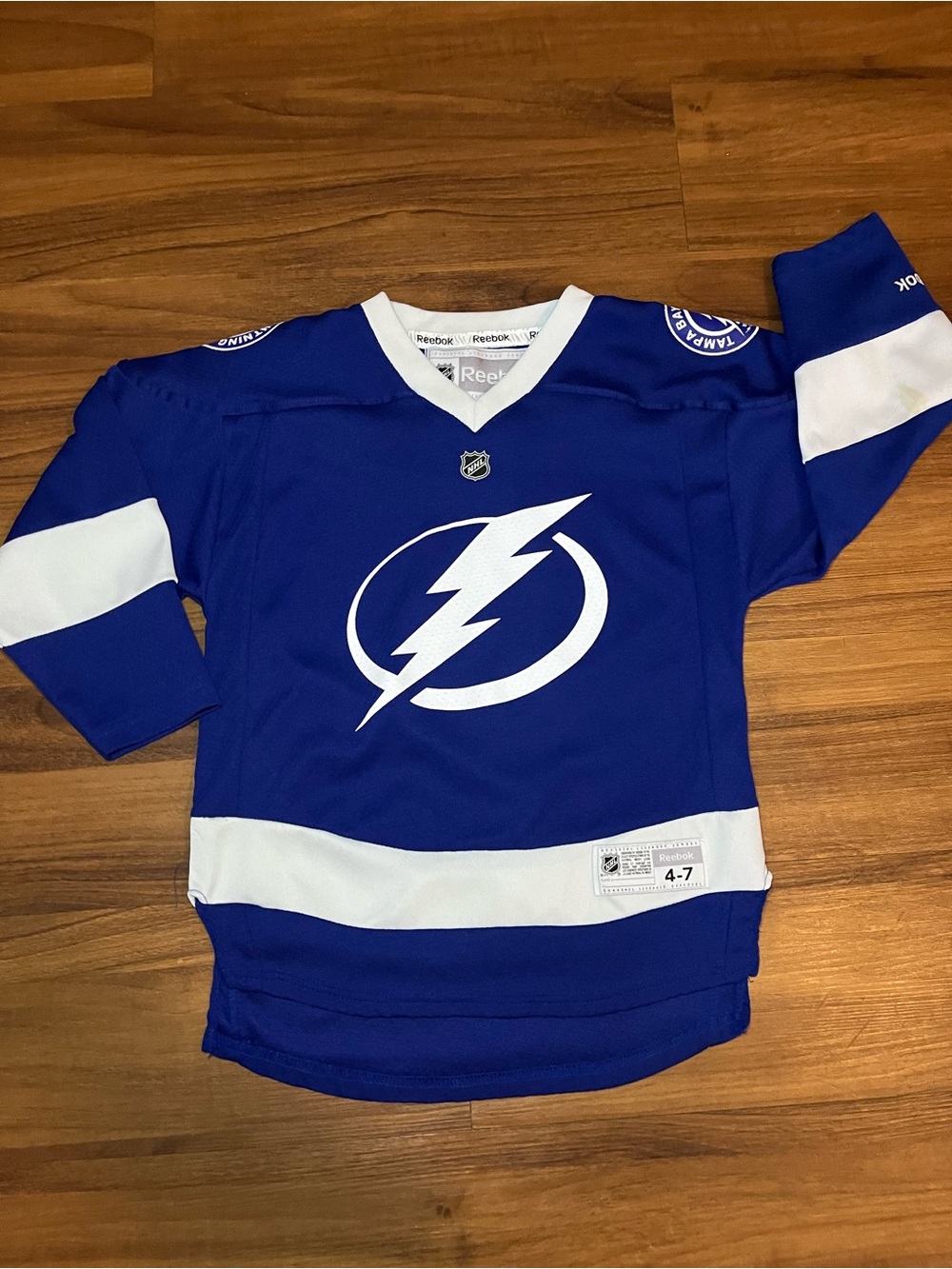 Reebok Tampa Bay Lightning NHL Youth Jersey - Blank Back - Size 4/7